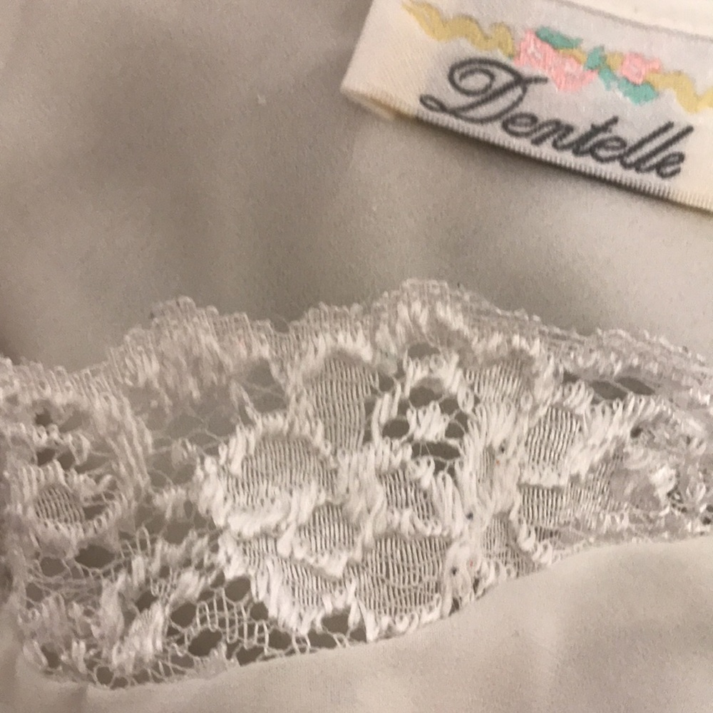 Vintage SLIP Dress Shear w Lace off White by Dentelle Size M - Picture 14 of 15